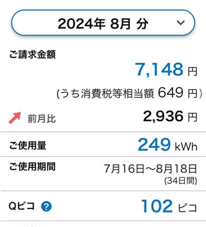 電気代2024年8月分