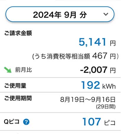 電気代2024年9月分